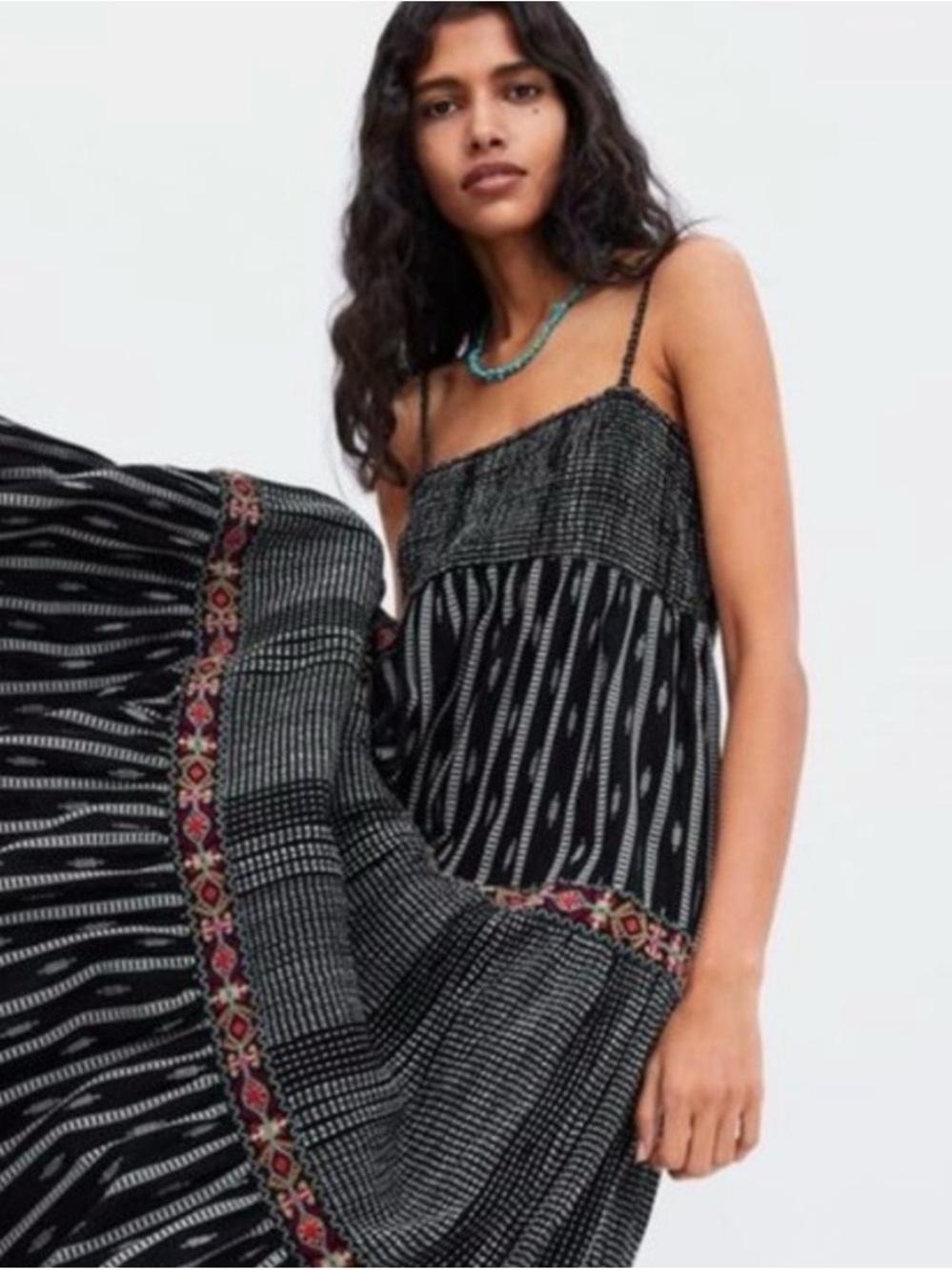 Zara embroidered maxi embroidered sundress